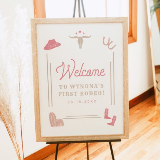 ワイノナピンク女性のカーボーイファーストロデオ誕生日へようこそ ポスター