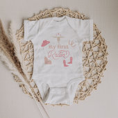 ワイノナボホ赤面ピンク1stロデオ女性のカーボーイカントリー ベビーボディスーツ