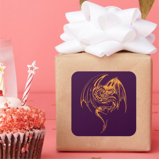 ワイバーンドラゴンはファンタジー神話の生き物クラス スクエアシール (パーティー)