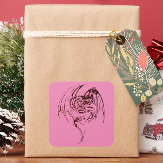 ワイバーンドラゴンはファンタジー神話の生き物クラス スクエアシール (クリスマス)