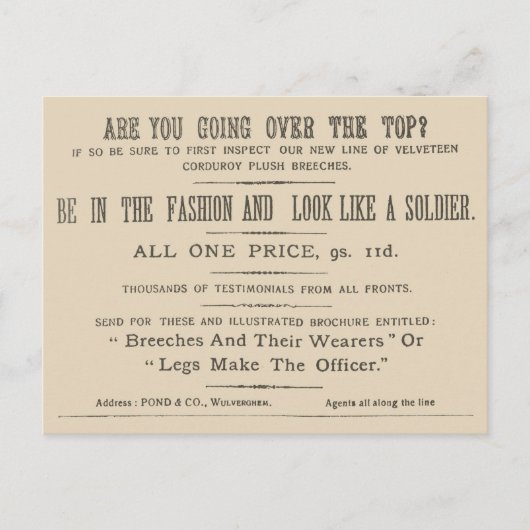 ワイパーズ・タイムズ 1916年 ファクシミリ抜粋 ポストカード (正面)