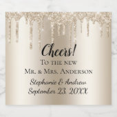 ワイパーソナライズされたンきらめくドリップグリッターウェッディ スパークリングワインラベル (シングルラベル)