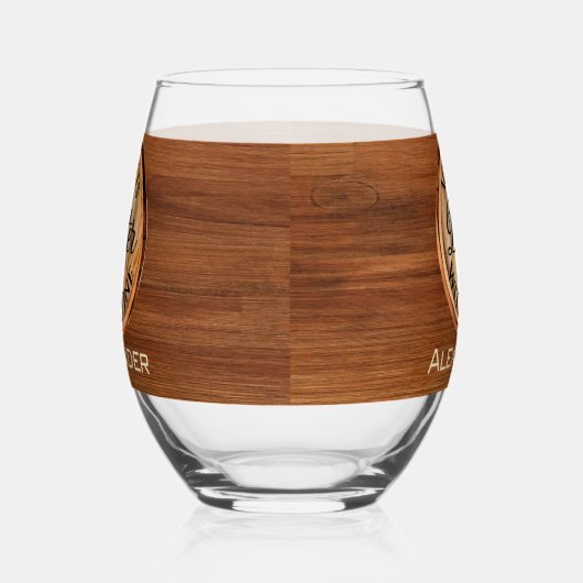 ワイパーソナライズされたンの木調で年齢が上がる ステムなしワイングラス (左)