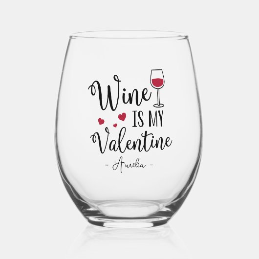 ワイパーソナライズされたンは私のバレンタイン ステムなしワイングラス (正面)