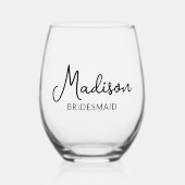 ワイパーソナライズされたングラスの花嫁 ステムなしワイングラス (正面)