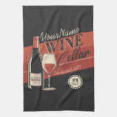 ワイパーソナライズされたンセラーボトルテイスティングルームバー キッチンタオル (縦)