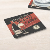 ワイパーソナライズされたンセラーボトルテイスティングルームバー スクエアペーパーコースター (アングル)