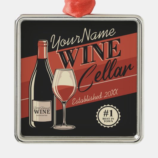 ワイパーソナライズされたンセラーボトルテイスティングルームバー メタルオーナメント (正面)
