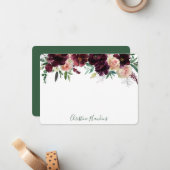 ワイパーソナライズされたン赤モダン水カラーフローラなし ノートカード (正面/裏面インサイチュ)