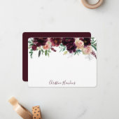 ワイパーソナライズされたン赤モダン水カラーフローラ ノートカード (正面/裏面インサイチュ)