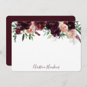 ワイパーソナライズされたン赤モダン水カラーフローラ ノートカード (正面/裏面)