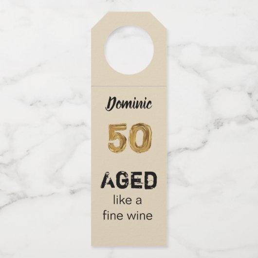 ワイパーソナライズされたン50素晴らし誕生日 ボトルネックタグ (正面)