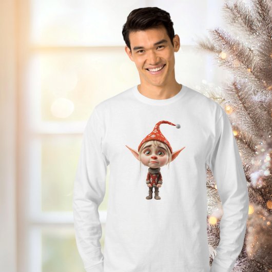 ワイフィッシュガールクリスマス小妖精や小人メンズティー Tシャツ