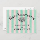 ワイフランスのンをストライプ飲む ポストカード (正面/裏面)