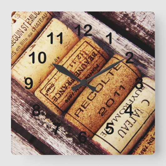 ワイフランスのンボトルコルクスコレクション スクエア壁時計 (正面)