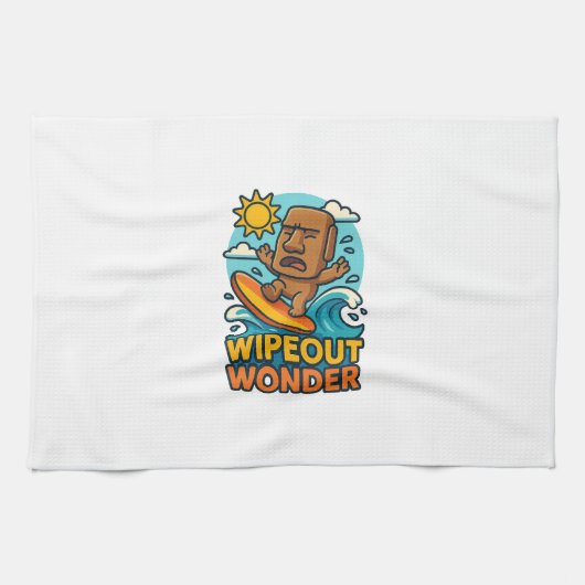 ワイプアウトモアイチビ（小さくかわいく書いた感じ）サーフフェイル キッチンタオル (横)