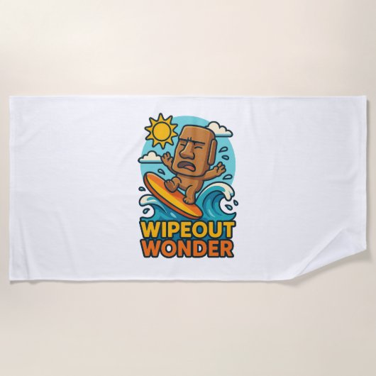 ワイプアウトモアイチビ（小さくかわいく書いた感じ）サーフフェイル ビーチタオル (正面)