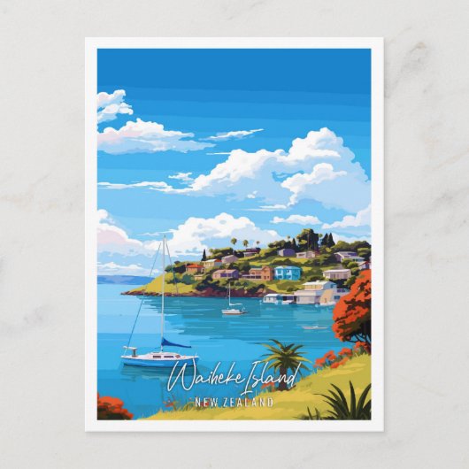 ワイヘキアイランドニュージーランドヴィンテージ旅行 ポストカード (正面)