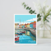 ワイマウスイングランドヴィンテージ旅行イラストレーション ポストカード (スタンド正面)