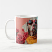 ワイマラナーとハートバラバレンタインデー コーヒーマグカップ (左)