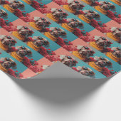 ワイマラナーとハートバラバレンタインデー ラッピングペーパー (角)