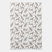 ワイマラナーの骨と前足の白 キッチンタオル (縦)