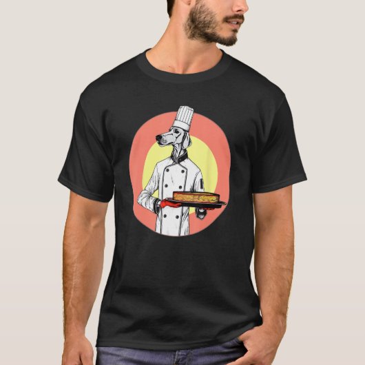 ワイマラナーシェフおもしろい犬料理 Tシャツ (正面)