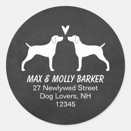 ワイマラナーシルエット差出人住所 ラウンドシール (正面)