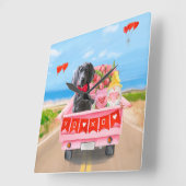 ワイマラナードッグバレンタインデートラックハート スクエア壁時計 (傾斜)