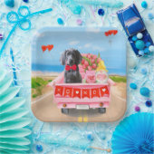 ワイマラナードッグバレンタインデートラックハート ペーパープレート (パーティー)