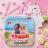 ワイマラナードッグバレンタインデートラックハート ペーパープレート (パーティー)