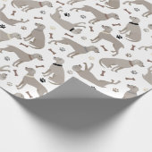 ワイマラナーボーンズ&ポーズホワイトラッピング紙 ラッピングペーパー (角)