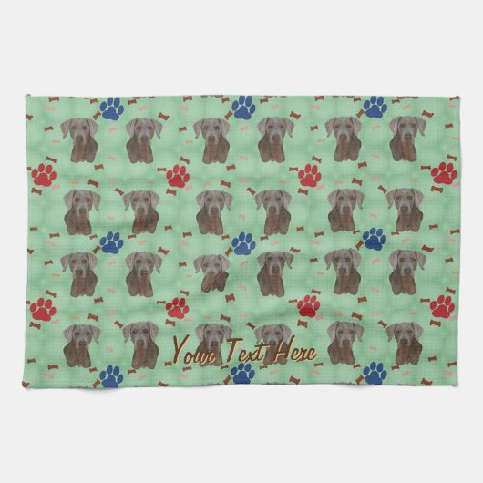 ワイマラナーポートレート キッチンタオル (横)