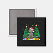 ワイマラナー愛犬家サンタ・ハット醜いクリスマスシュエ マグネット (正面/裏面)