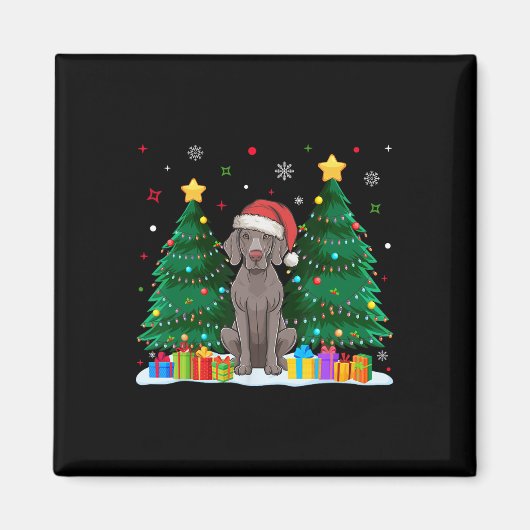 ワイマラナー愛犬家サンタ・ハット醜いクリスマスシュエ マグネット (正面)