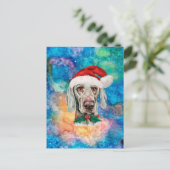 ワイマラナー犬種のクリスマス シーズンポストカード (スタンド正面)