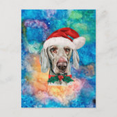ワイマラナー犬種のクリスマス シーズンポストカード (正面)