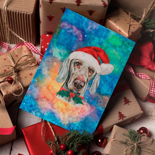 ワイマラナー犬種のクリスマス シーズンポストカード