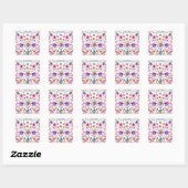 ワイマラナー、ウサギ、虫と鳥のオトミ柄 スクエアシール (シート)