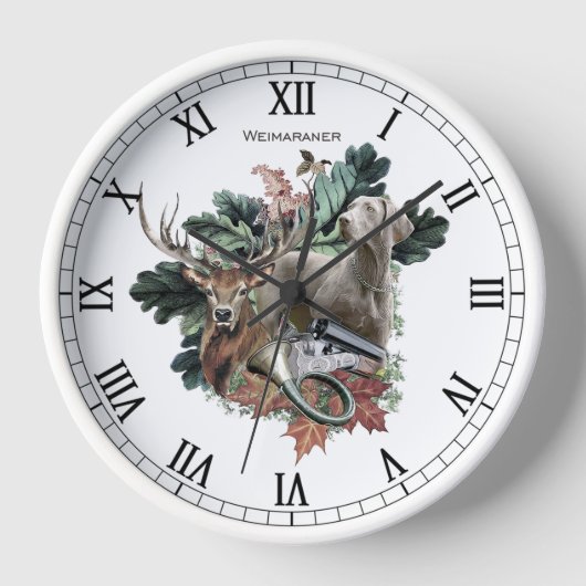 ワイマラナー「グレー幽霊」 壁時計 (正面)