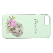 ワイマラナー·ドッグ&リリー·ウォーターカラー|名前の追加 Case-Mate iPhoneケース (裏面(横))