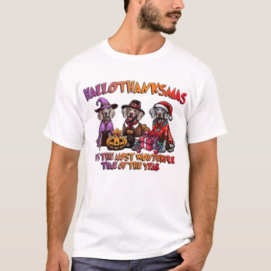 ワイマラナー ハロウィン 感謝祭 クリスマス オーバーサイズ Tシャツ (正面)