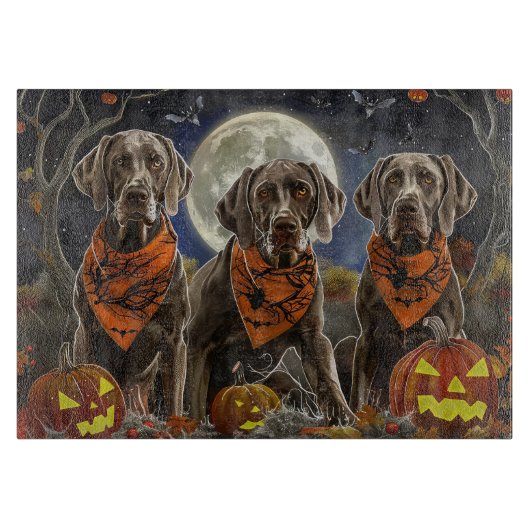 ワイマラナー・ハロウィーン・スプーキー カッティングボード (正面)