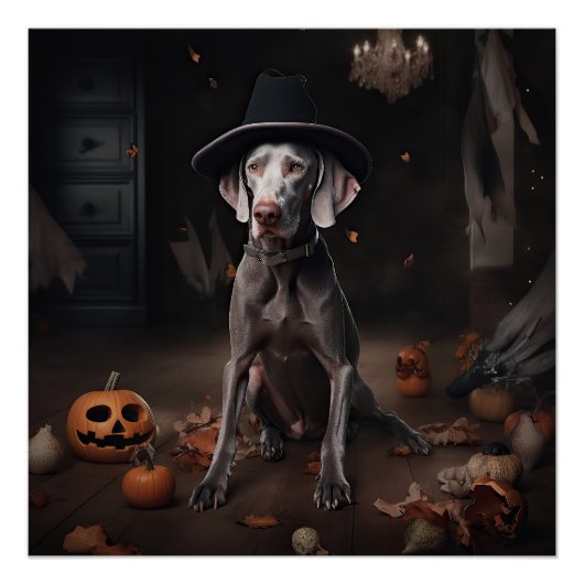 ワイマラナー・パンプキン・ハロウィーンの恐怖 ポスター (正面)