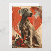 ワイマラナー ヴィンテージ バレンタインデー シーズンカード (正面/裏面)