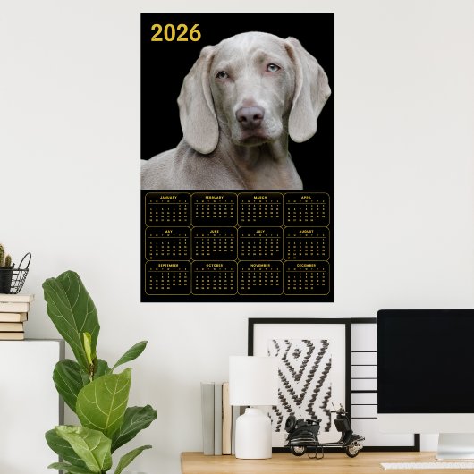 ワイマラナー 2026年カレンダー ポスター (ホームオフィス)