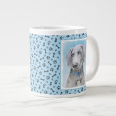 ワイマラネ絵画ルさん-かわいいオリジナルのドッグアート ジャンボコーヒーマグカップ (正面右)