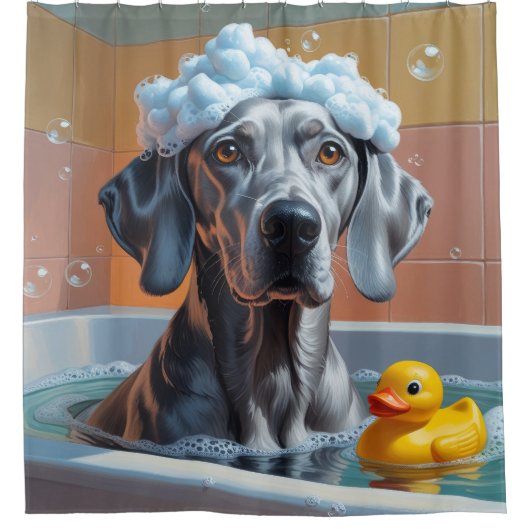 ワイマランアスロッピースリーピーカワイイおもしろいー シャワーカーテン (正面)