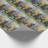 ワイマランアドッグ絵を描春の花 ラッピングペーパー (角)