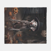 ワイマランカボンプキンハロウィーン怖 フリースブランケット (正面(横))